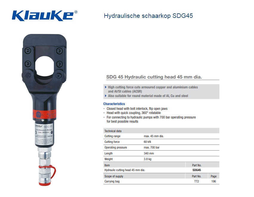 Klauke Hydraulische kabelschaar HSG 85/2 | DKMTools - DKM Tools