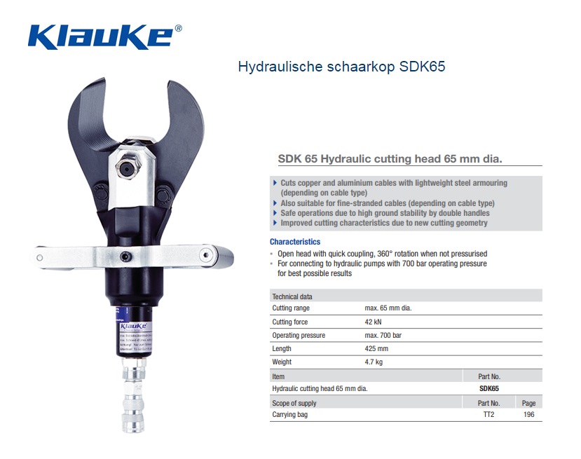 Klauke Hydraulische schaarkop SDK 65