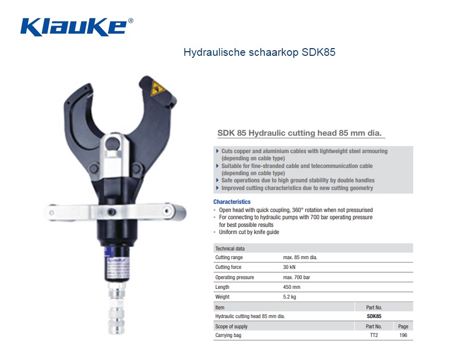 Klauke Hydraulische schaarkop SDK 85