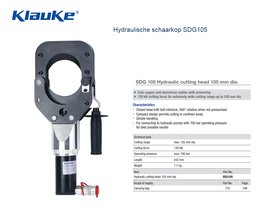 Klauke Hydraulische schaarkop SDG 105