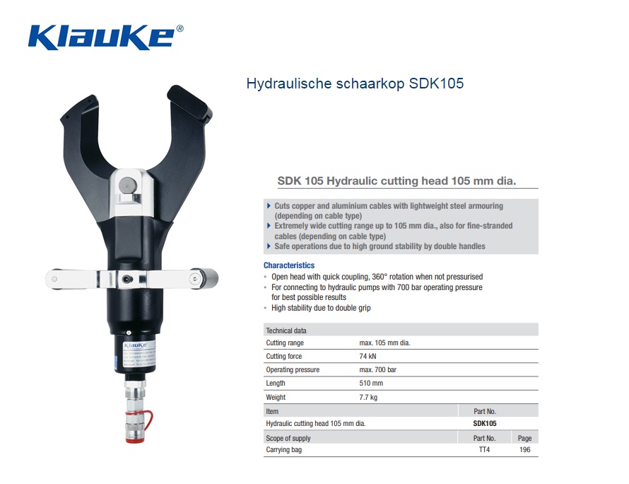 Klauke Hydraulische schaarkop SDK 105