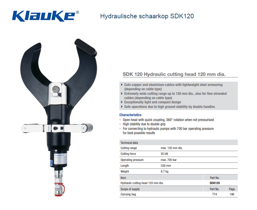 Klauke Hydraulische schaarkop SDK 120