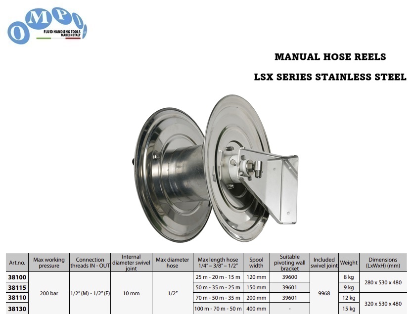 Handmatige Slanghaspel (AISI 304) LSX series