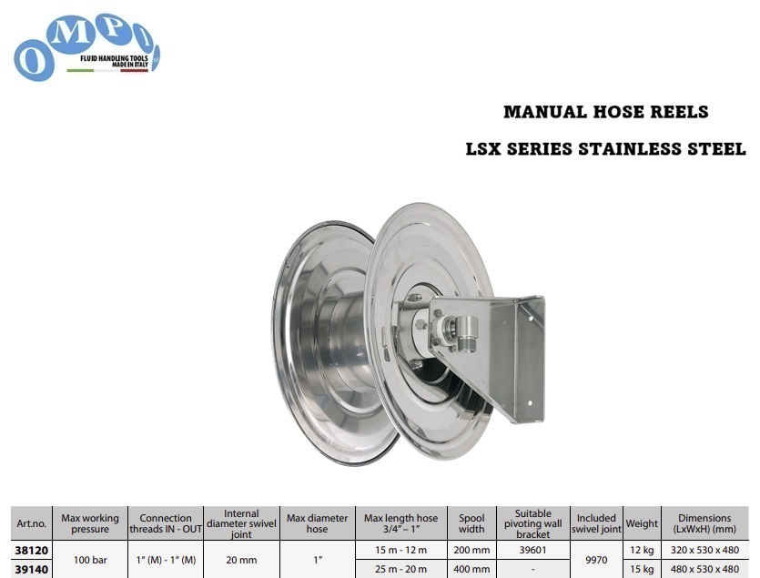 Handmatige Slanghaspel (AISI 304) LSX series