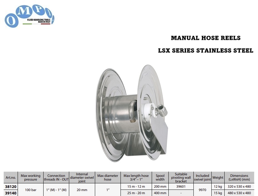 Handmatige Slanghaspel (AISI 304) LSX series