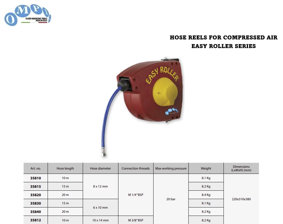 Veeraangedreven slanghaspel Easy Roller 10 m 8 x 12 mm