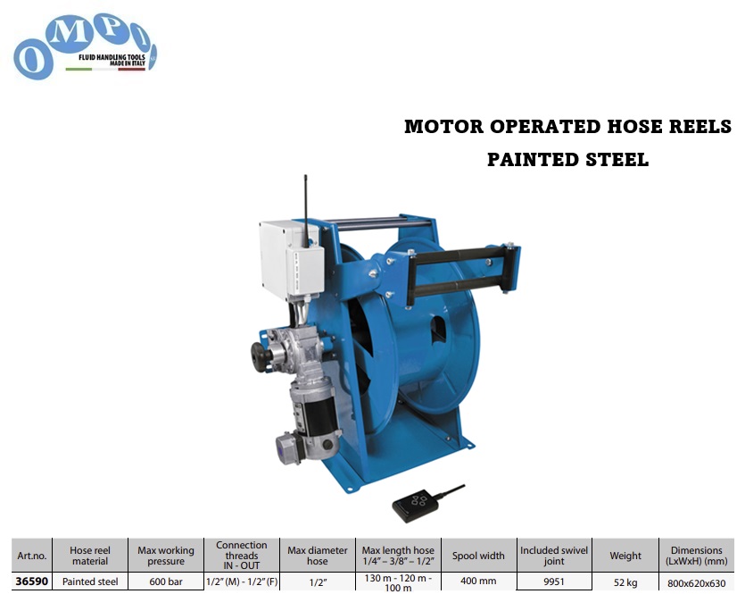 Motoraangedreven Slanghaspel (AISI 304) Hydraulisch | DKMTools - DKM Tools