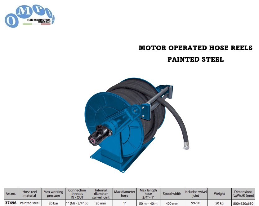 Motoraangedreven Slanghaspel (AISI 304) Hydraulisch | DKMTools - DKM Tools
