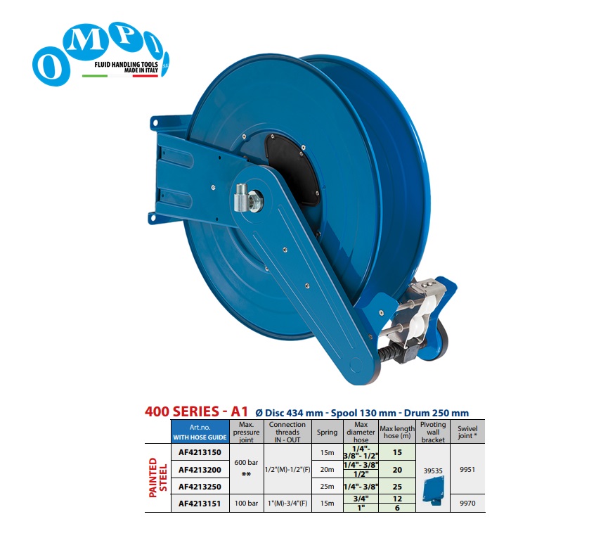 Automatische slanghaspel (AISI 304) 10 mt Ø1