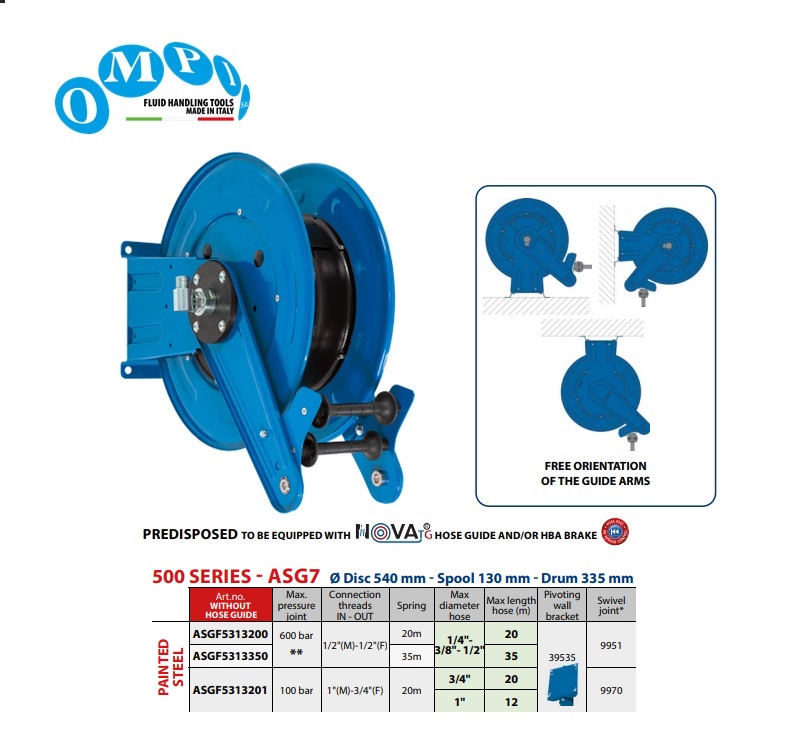 Automatische slanghaspel 35 mt Ø1/2