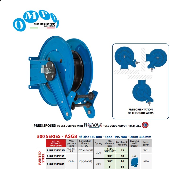 Automatische slanghaspel 35 mt Ø1/2