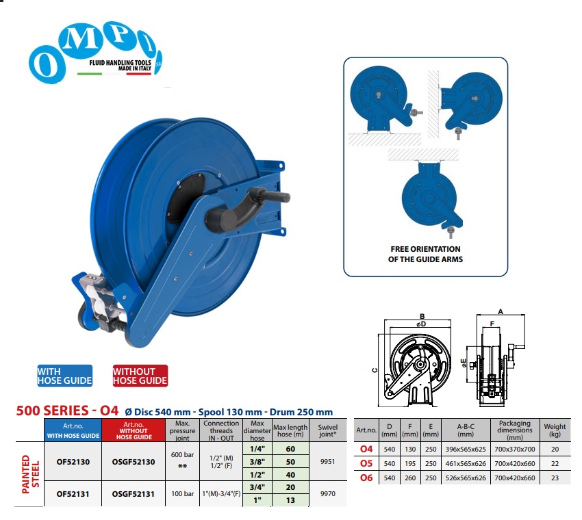 Handmatige slanghaspel ORION RD 40 mt Ø1/2
