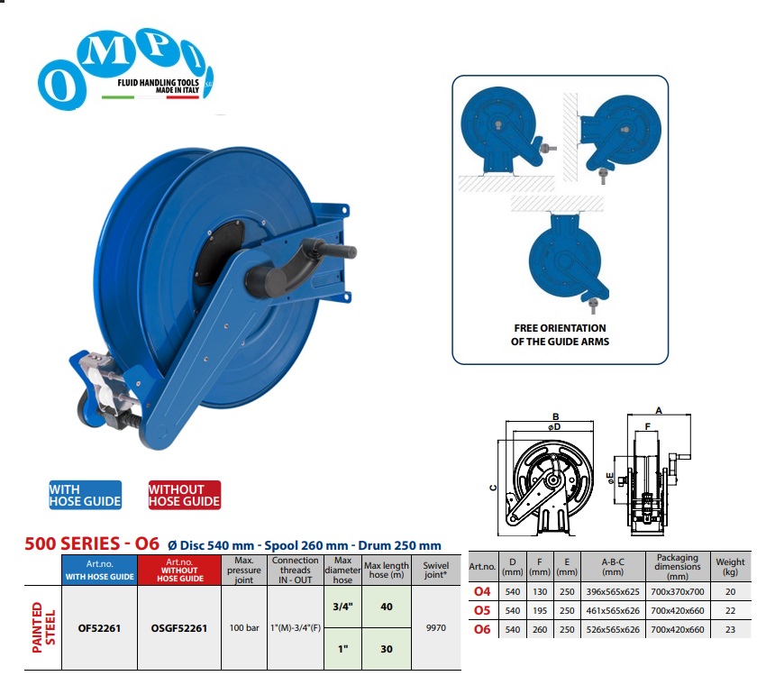 Handmatige slanghaspel ORION RD 30 mt Ø1