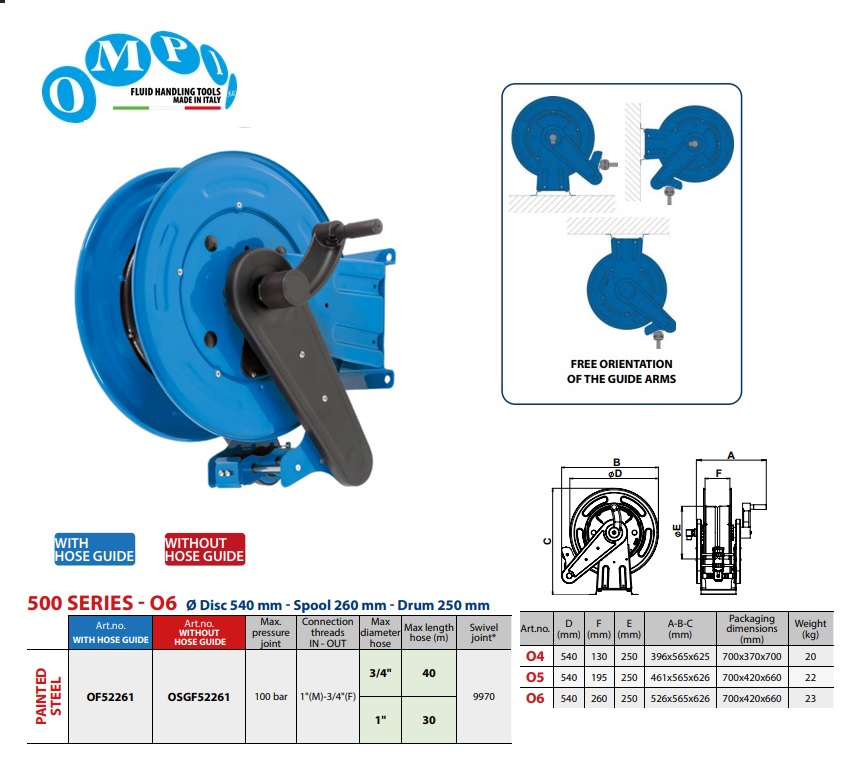 Handmatige slanghaspel ORION RD 30 mt Ø1