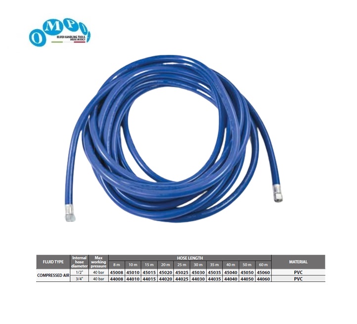 Perslucht en water slang 1/2”  8 mtr F1/2+F 1/2”