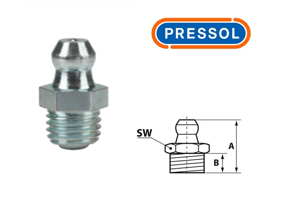 Kegelsmeernippel H1-recht M 8 x 1-VZ-SK-SW 9