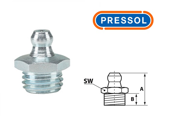 Kegelsmeernippel H1-recht M 12 x 1,5-VZ-SK-SW 14