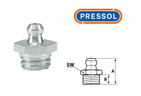 Kegelsmeernippel H1-recht M 12 x 1,75-VZ-SK-SW 14