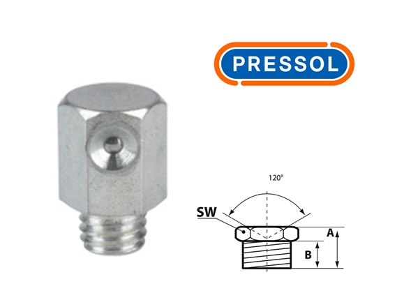 Trechtersmeernippel D3-90° M 6 x 1-VZ-SK-SW 11