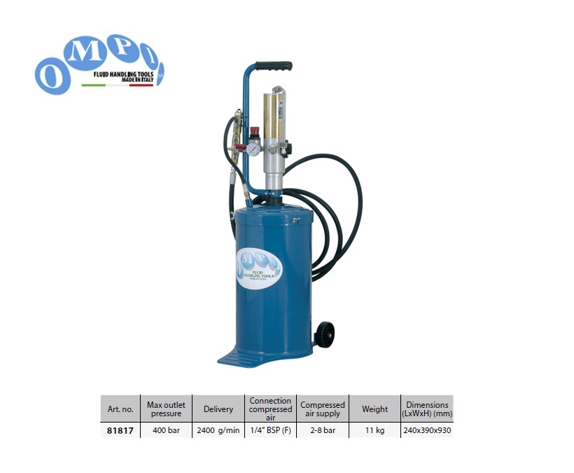 Pneumatische vetpomp 12,5 kgs ratio 50:1 - 2900 gr/min - 400 bar | DKMTools - DKM Tools