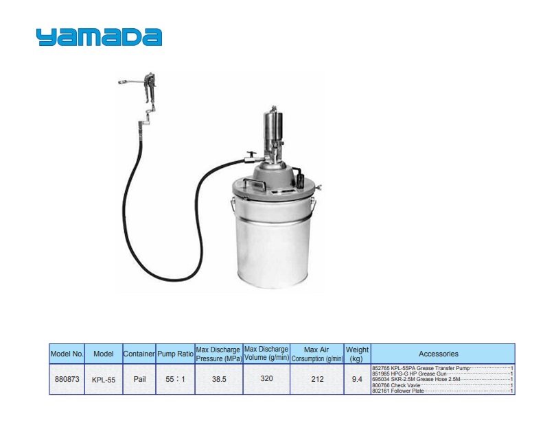 Yamada Pneumatische vetpomp KPL-55