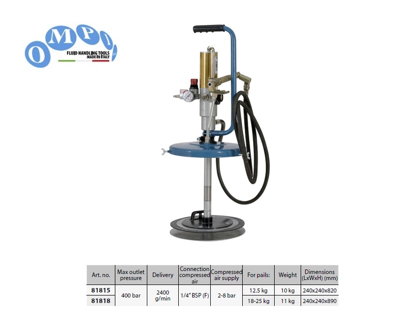 Pneumatische vetpomp 50 kgs ratio 50:1 - 350 grm/min 550bar | DKMTools - DKM Tools