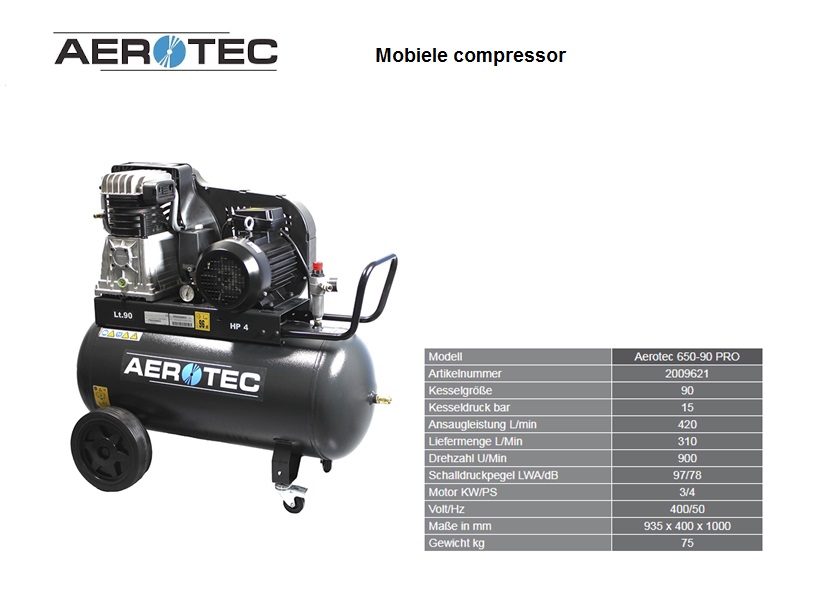 Aerotec Zuigercompressor 650-90 PRO - 400 V