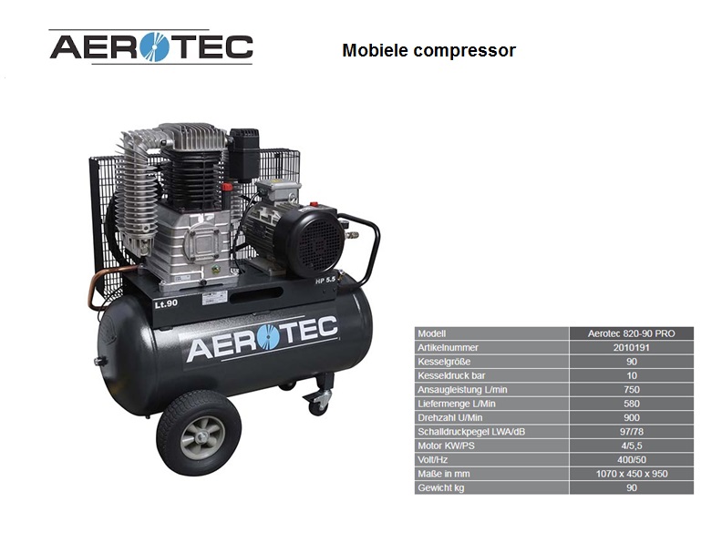 Aerotec Zuigercompressor 820-90 PRO - 400 V