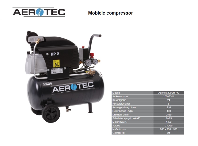 Aerotec zuigercompressor 220-24 FC - 230 V