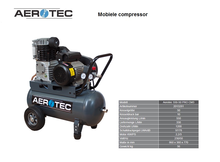 Aerotec zuigercompressor 550-50 PRO CM3 - 230 V