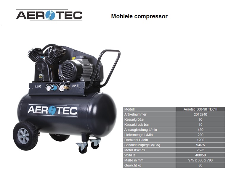 Aerotec zuigercompressor 500-90 TECHLINE - 400 V
