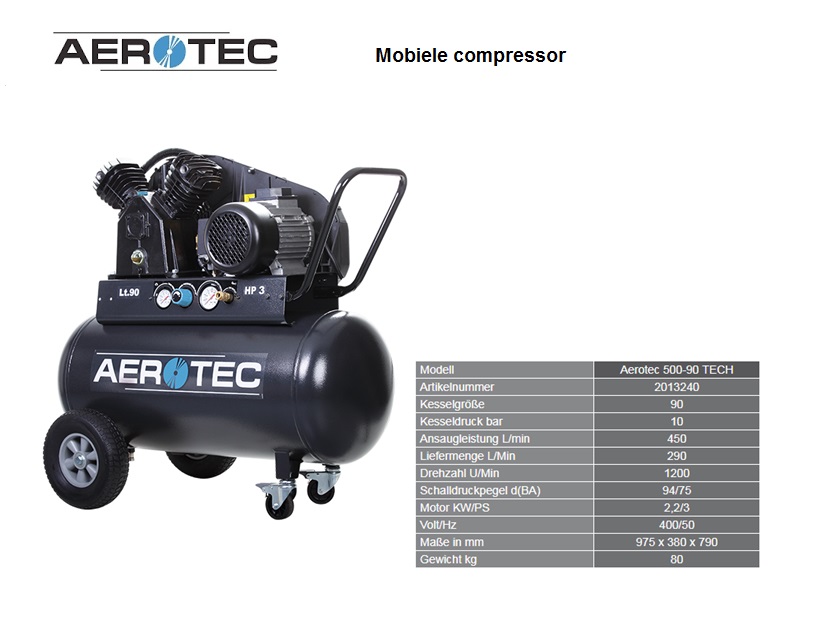 Aerotec zuigercompressor 500-90 TECHLINE - 400 V