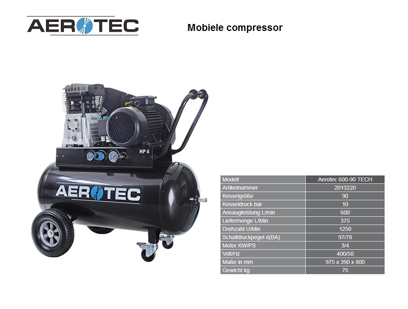 Aerotec zuigercompressor 600-90 TECHLINE - 400 V