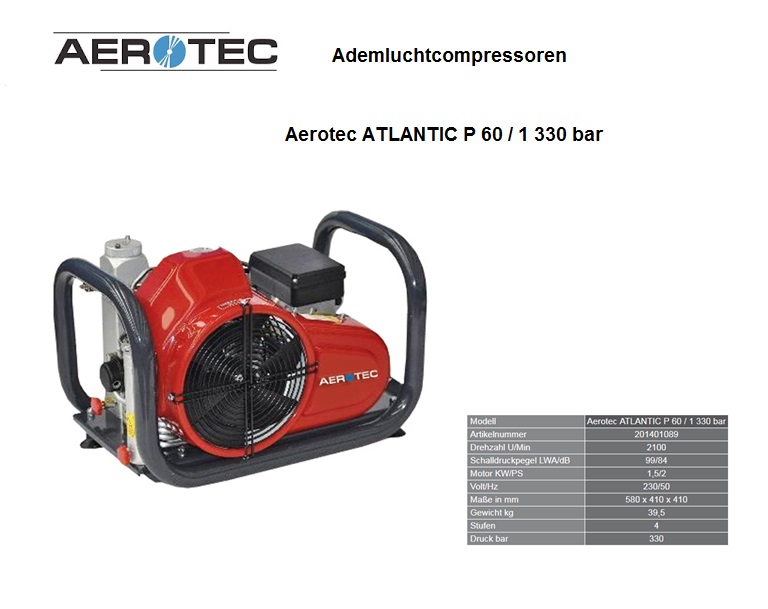 Ademluchtcompressoren ATLANTIC P 60/1 - 330 bar - 230 V