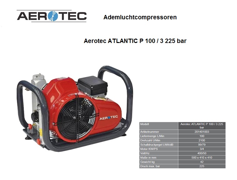 Ademluchtcompressoren ATLANTIC P 100/3 - 225 bar - 400 V