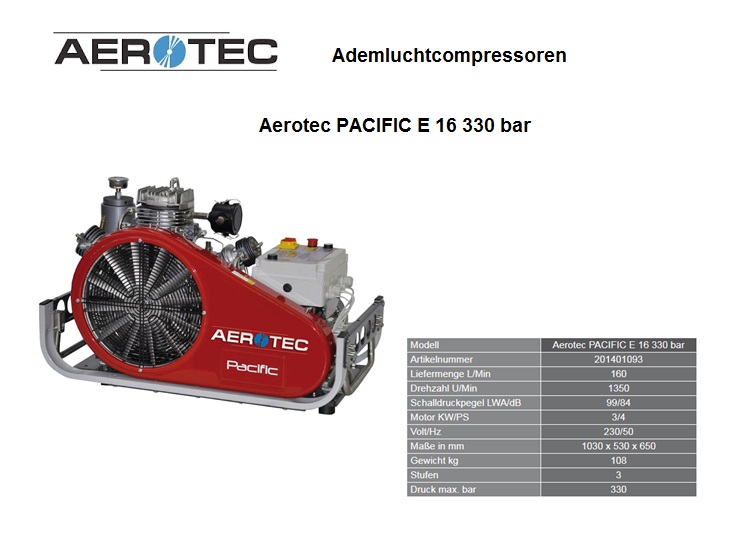 Ademluchtcompressoren PACIFIC E 27 - 330 bar - 230 V | DKMTools - DKM Tools
