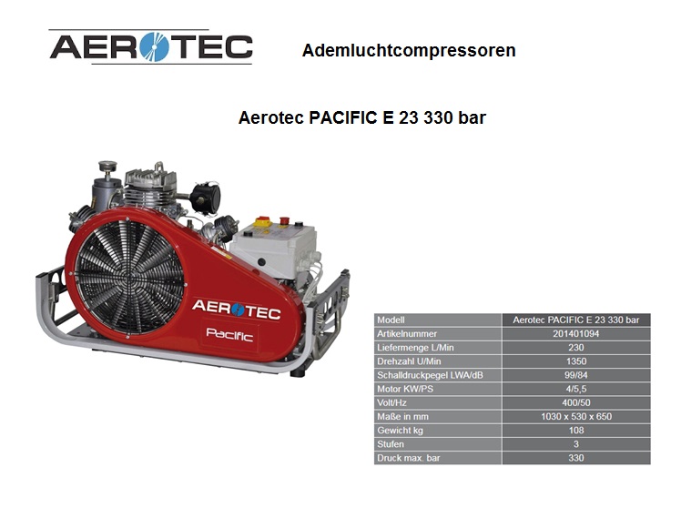 Ademluchtcompressoren PACIFIC E 23 - 330 bar - 230 V