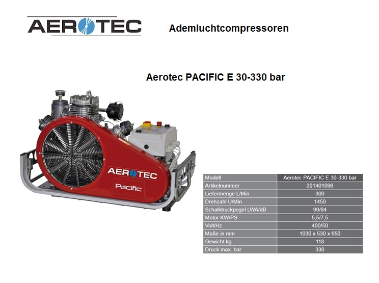 Ademluchtcompressoren PACIFIC E 30 - 330 bar - 230 V