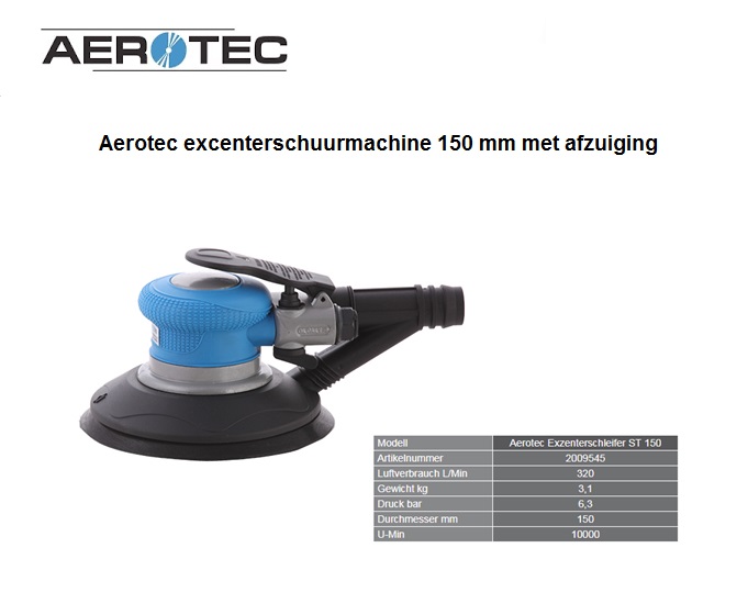 Aerotec excenterschuurmachine 150 mm met afzuiging