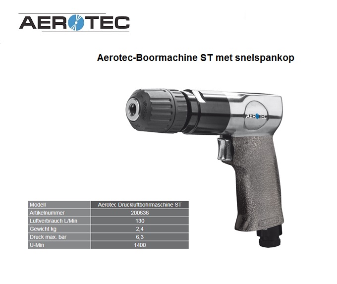 Aerotec-Boormachine ST met snelspankop