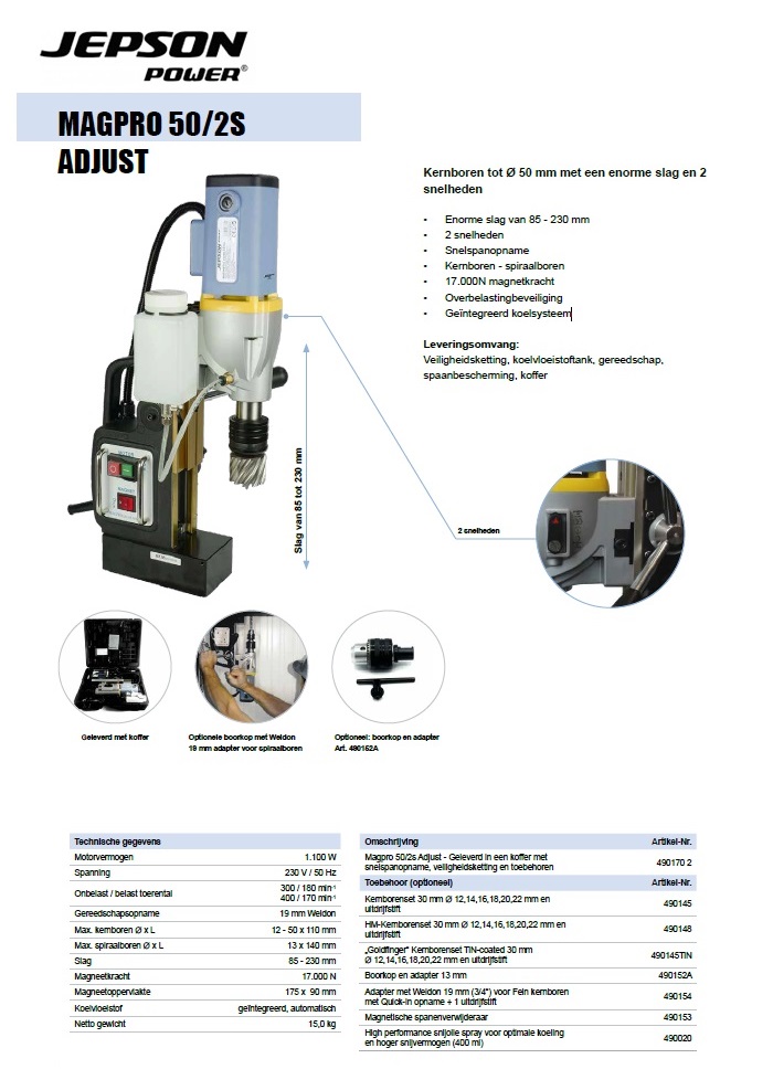 Magneetboormachine MAGPRO 50/2S ADJUST