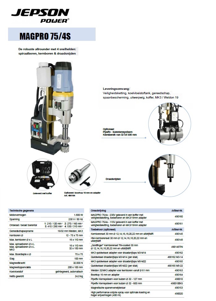 Magneetboormachine MAGPRO 75/4S