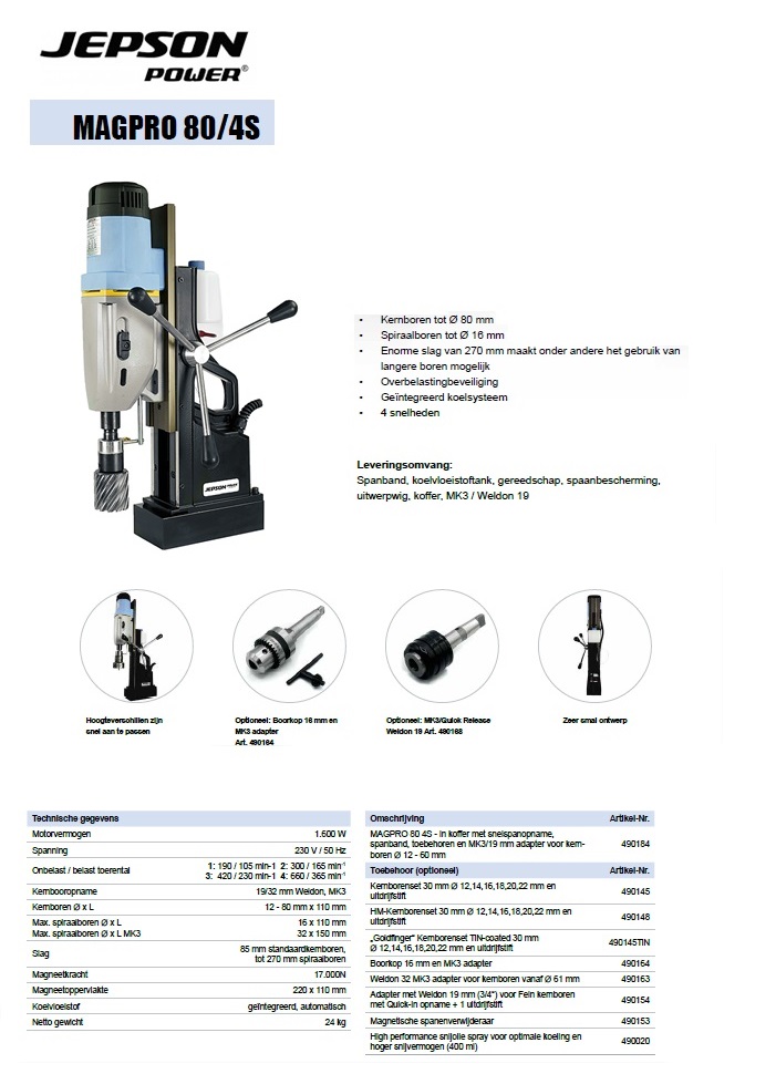 Magneetboormachine MAGPRO 80/4S