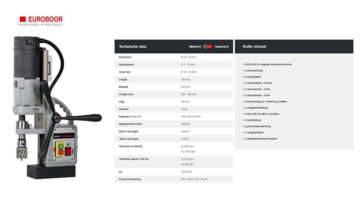 Magneetboormachine ø40 ECO.40/2+ 220V