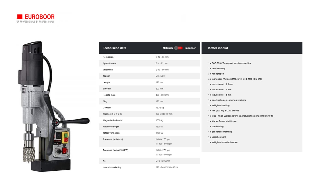 Magneetboormachine ø55 ECO.55S+/T 220V