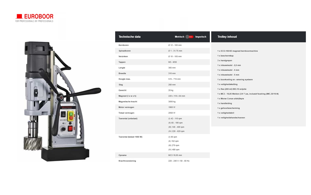 Magneetboormachine ECO.100S+/TD 220V