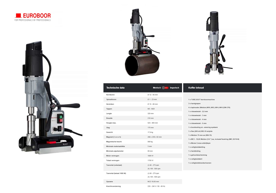 Magneetboormachine TUBE 55S-T 220V