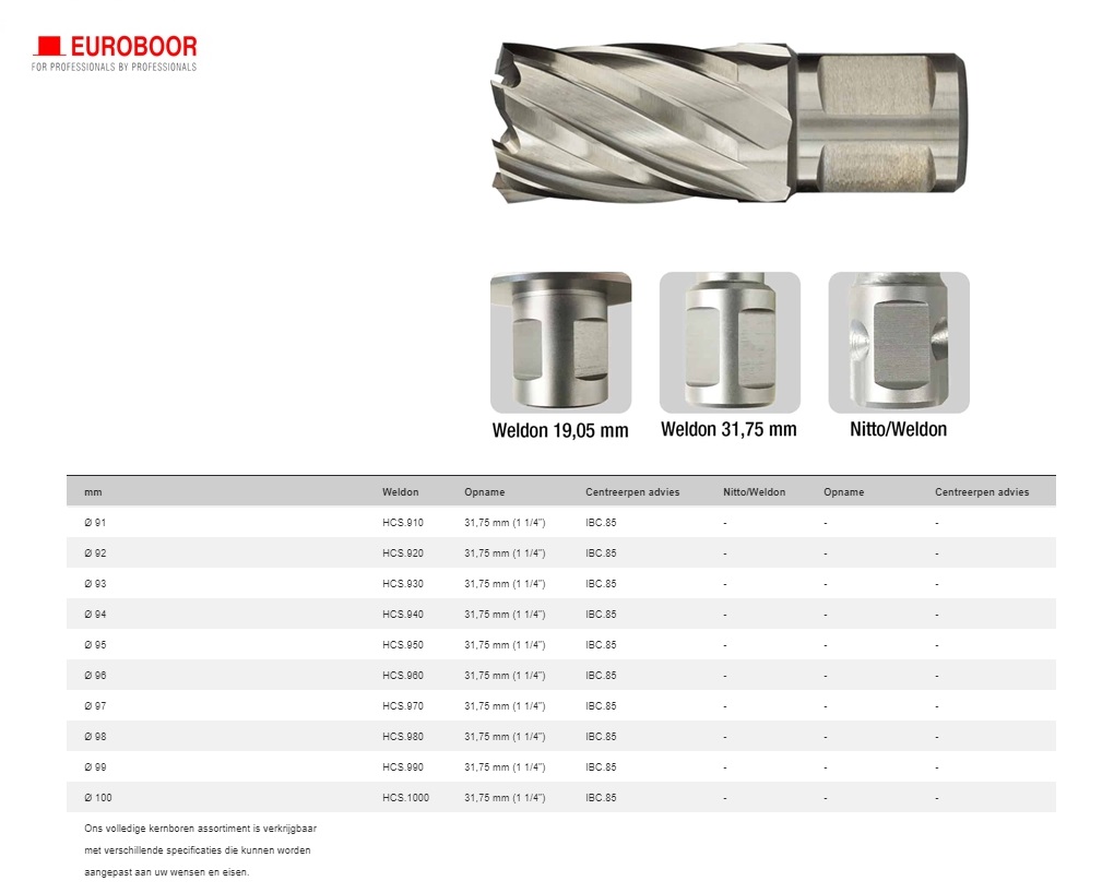 Kernboor HSS Ø 98 mm x 55 mm HCL.980 | DKMTools - DKM Tools