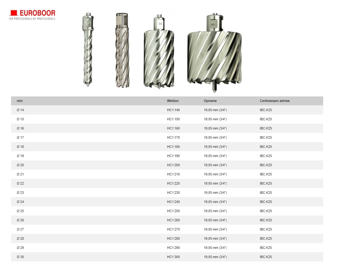 Kernboor HSS Ø 19 mm x 55 mm HCL.190 | DKMTools - DKM Tools