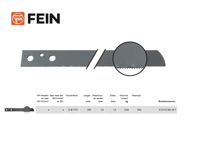 Zaagblad Hss Z22-6HSS 300x1,5mm